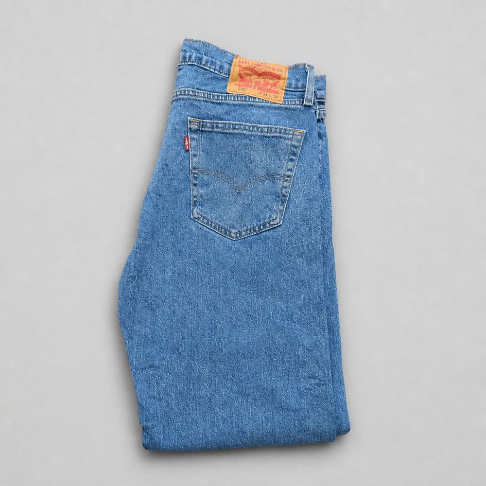 Levis 505 Jeans Mens 34x32 Regular Fit Straight Leg Medium Wash Blue Denim
